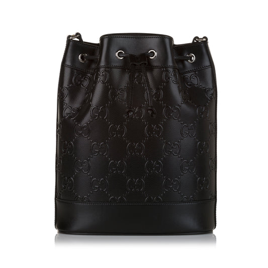 GG Embossed Leather Bucket Bag