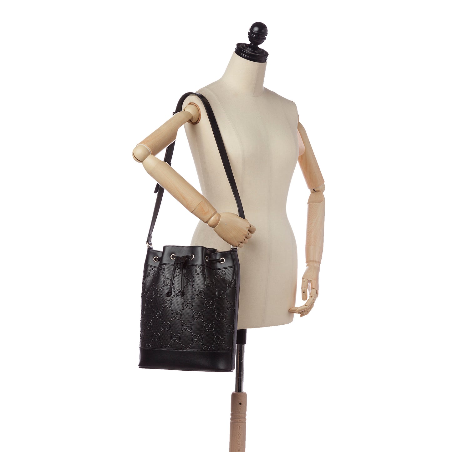 GG Embossed Leather Bucket Bag