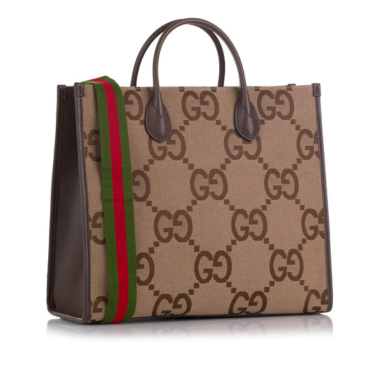 Jumbo GG Canvas Web Convertible Tote