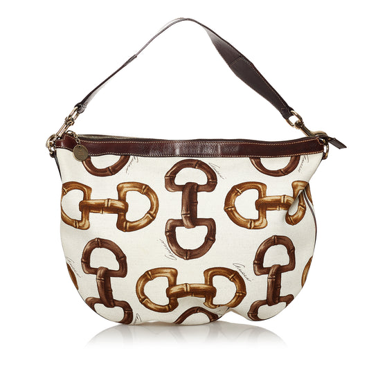 Horsebit Canvas Hobo Bag