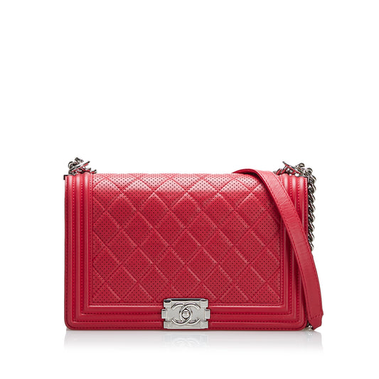 Perforated Lambskin Boy Flap
