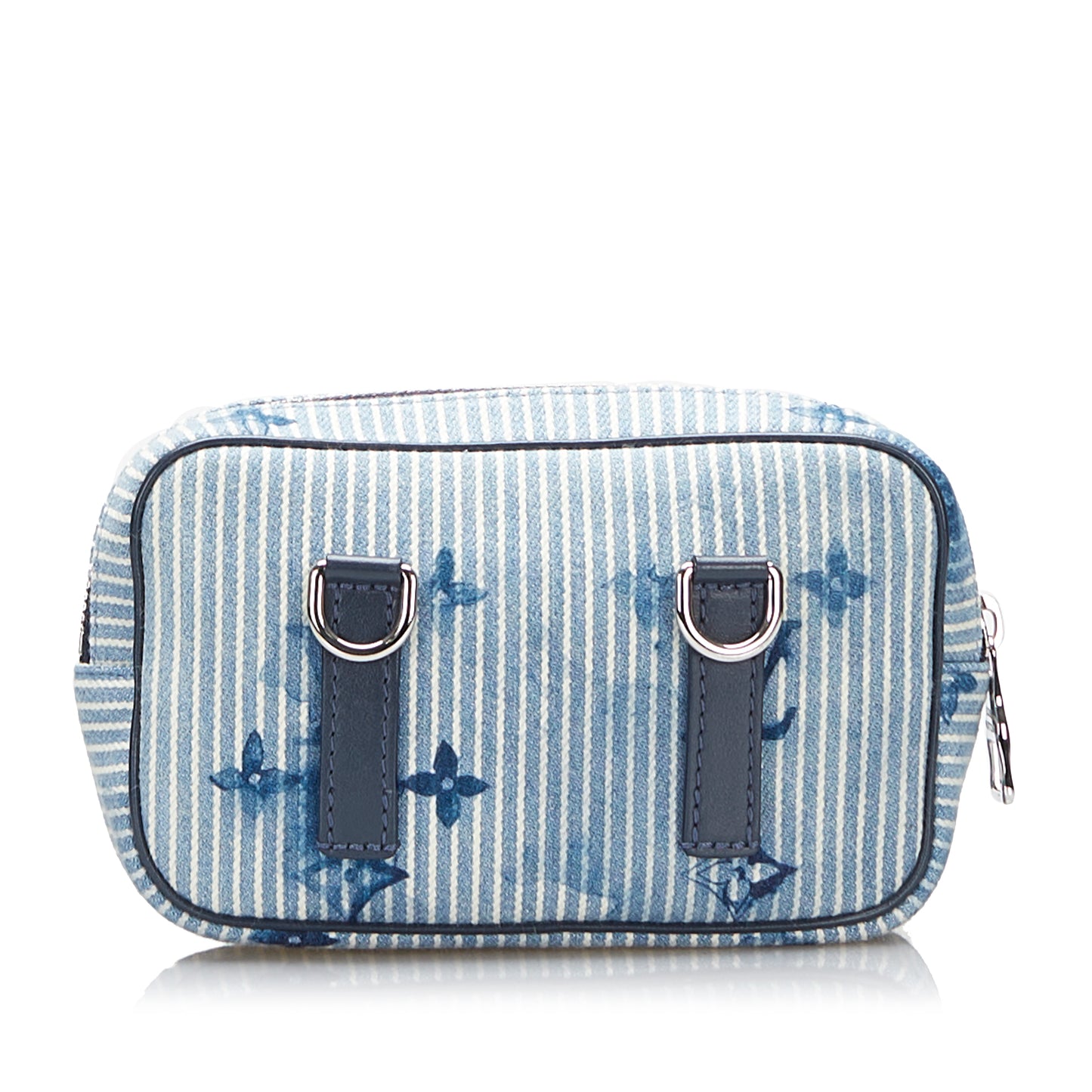 Monogram Denim Watercolor Hickory Stripes Outdoor Pouch